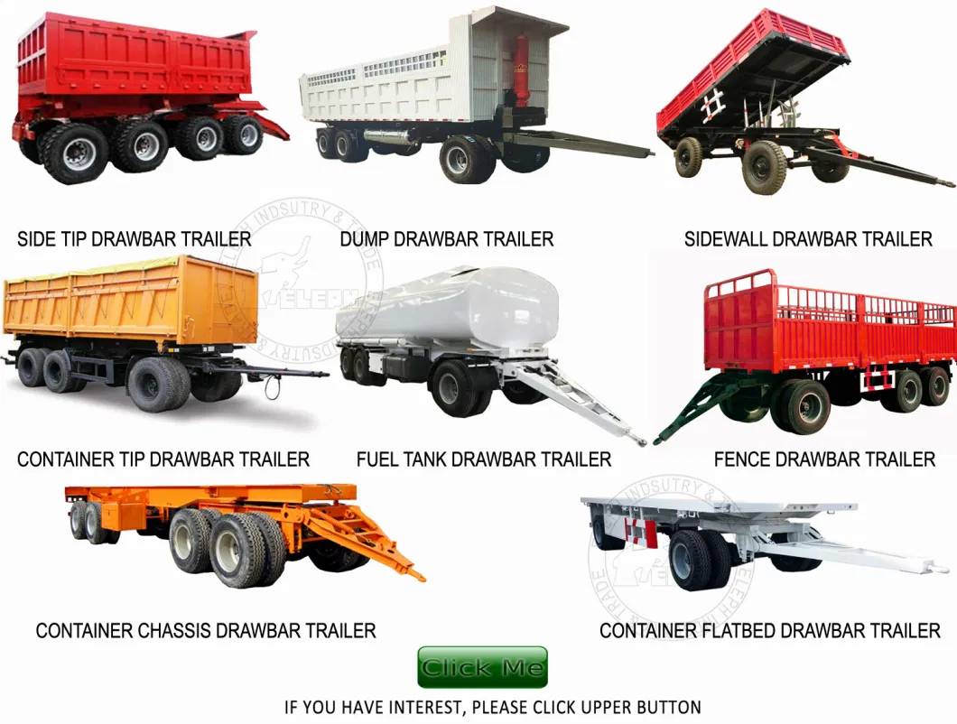 20tons Drwabar Towing Big Cargo Wings Open Enclosed Box Tipping Dump Full Trailer with Tandem Axle