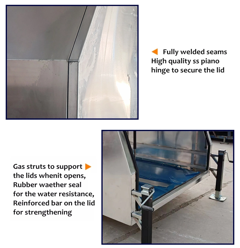 Aluminium Ute Canopy 2 Doors Gullwing Toolbox with Top Roof Racks Storage Case Kit Underbody Truck Box Trailer